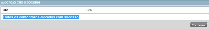 alocação de OR de cross docking mensagem